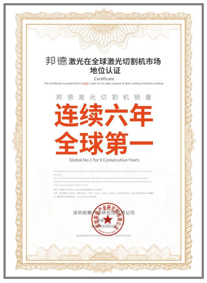 九游j9登录入口首页六连冠！环球激光切割机龙头企业邦德激光销量持续六年环球第一